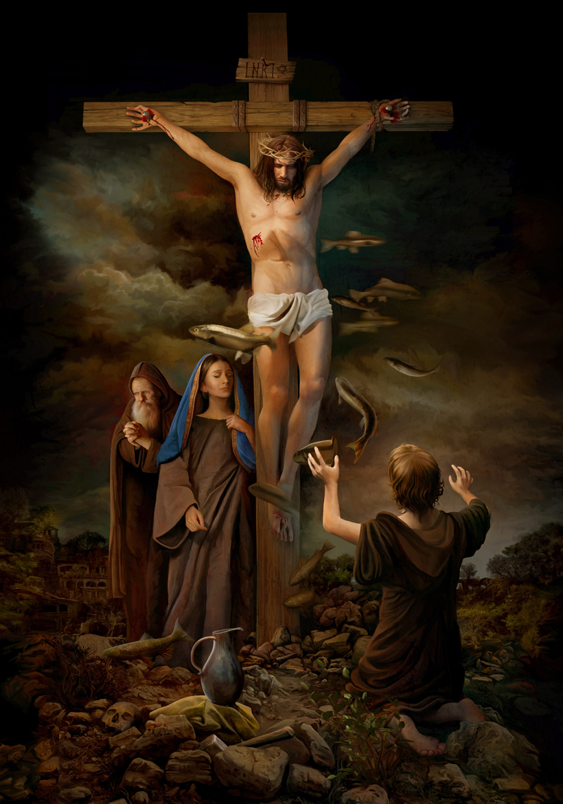 jesus christ hang on cross illustration