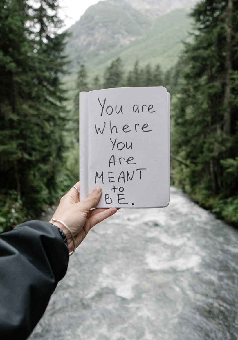 written quotation on diary with nature