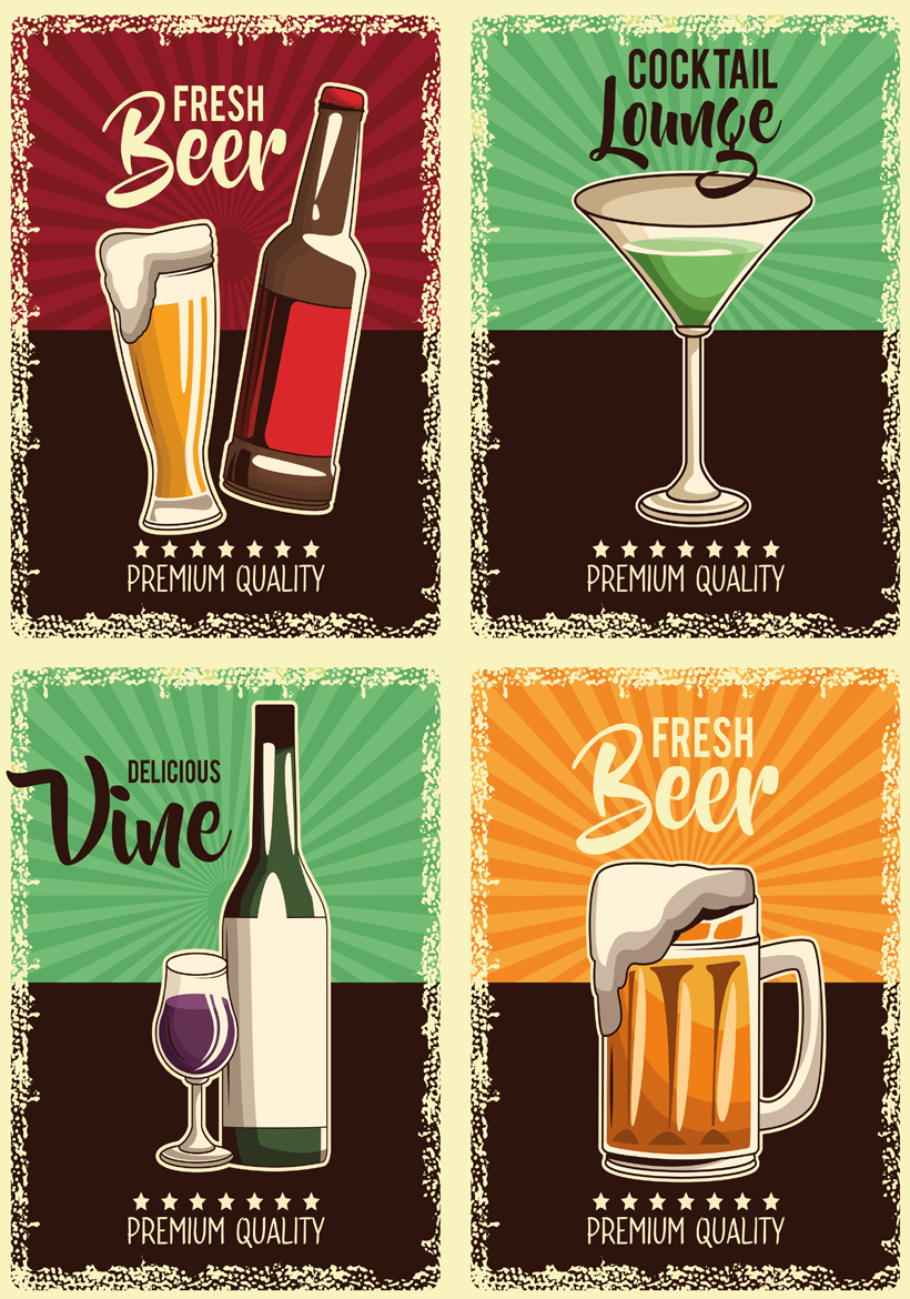 beer illustration collage design