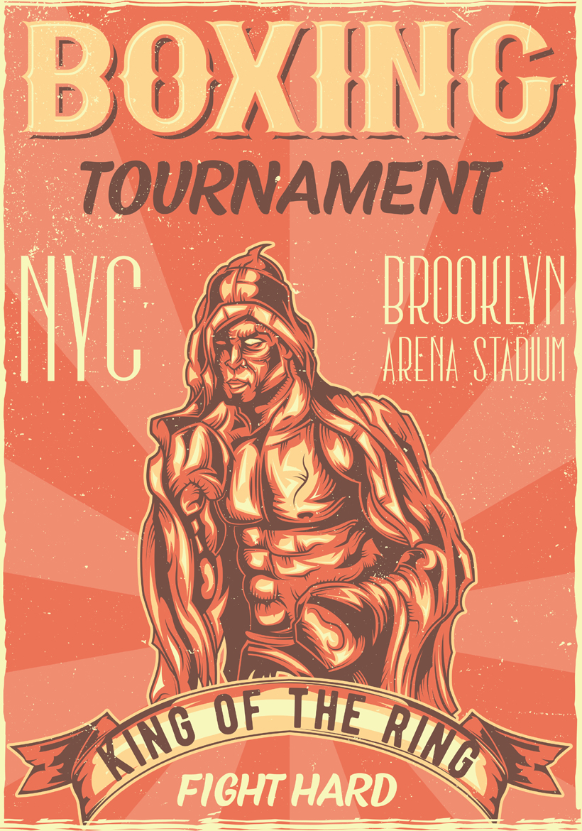 boxing tournament fight hard illustration
