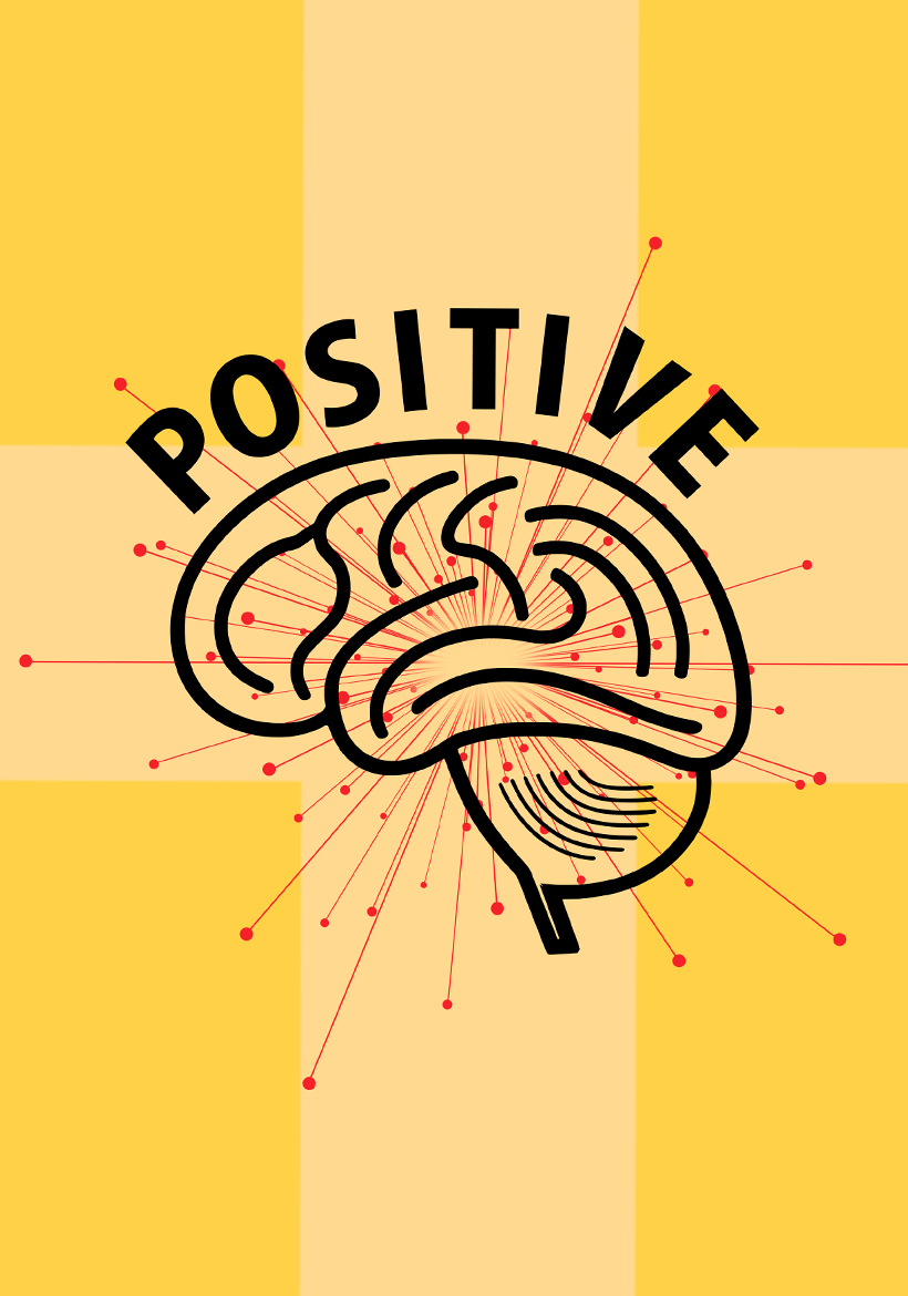 brain illustration with positive mindset