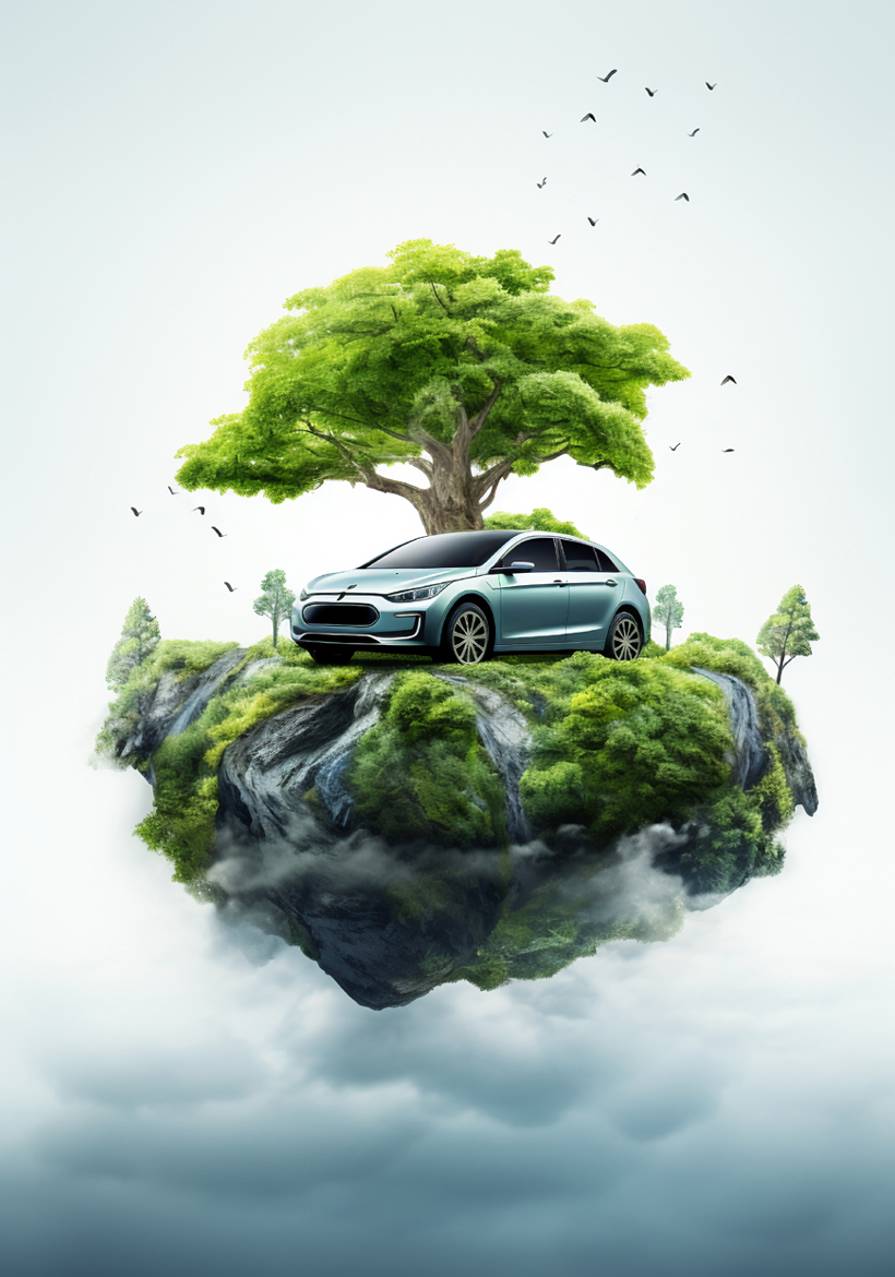 car parked in beautiful ecofriendly nature