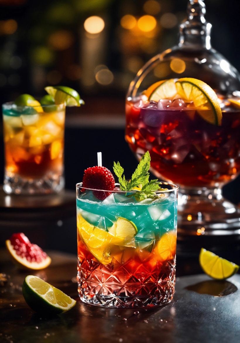 colorful mocktail in premium cutting glass
