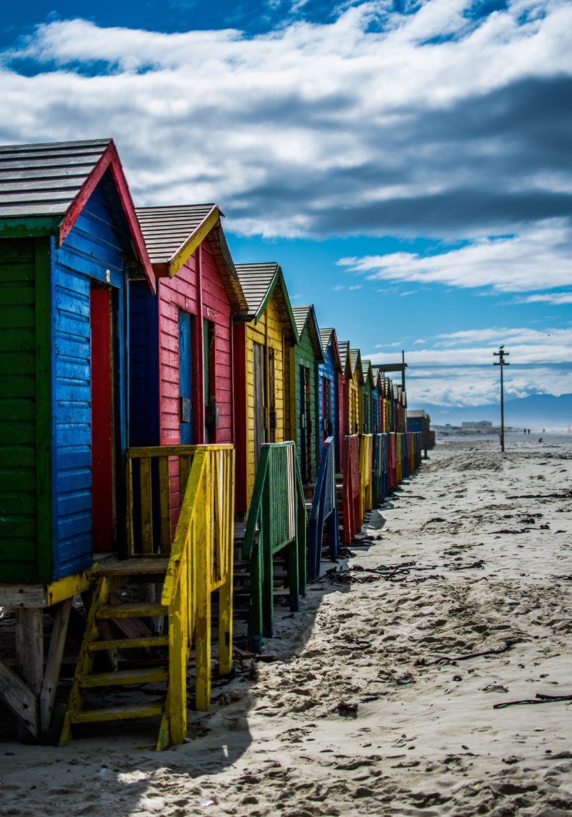 colorful stay cottage in sand side view