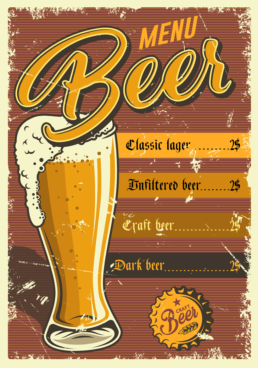 crafted beer menu list with price