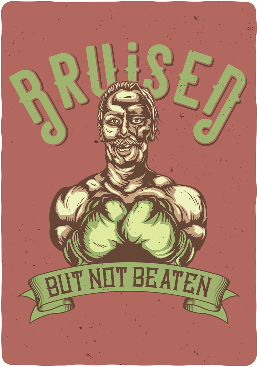 funny illustration of bruised boxer