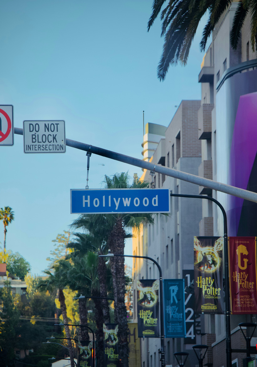 hollywood sign board in the street area