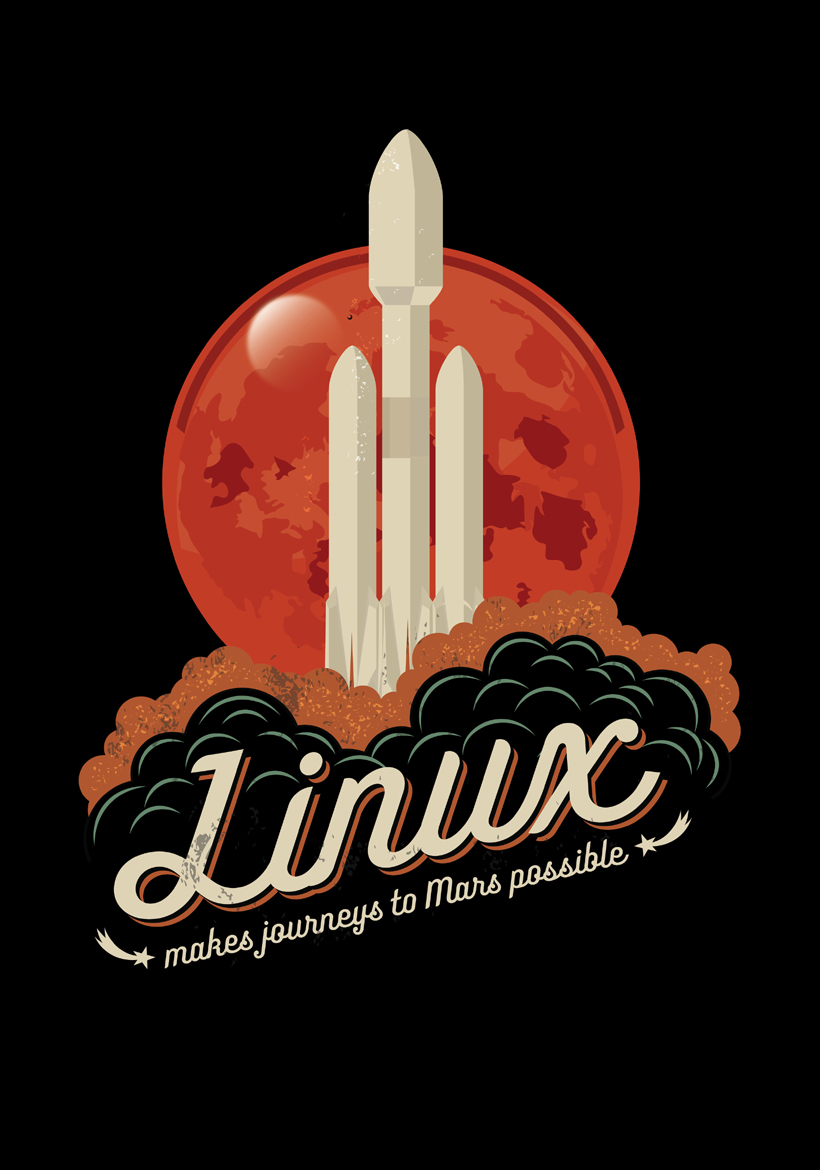 linux space rocket falcon illustration