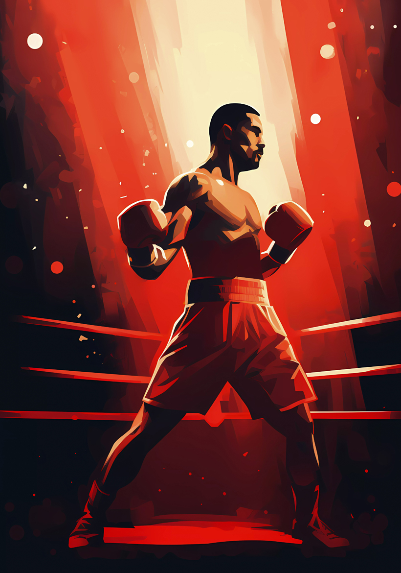 man in a boxing ring illustration