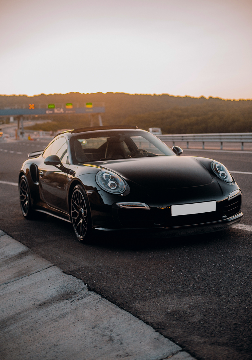 mat finish black luxury sport car
