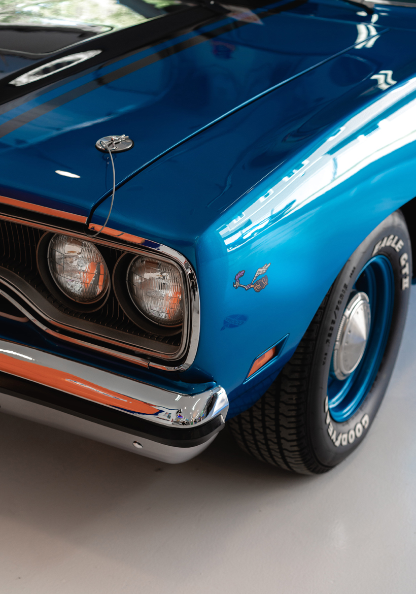 shining blue color car with off headlights