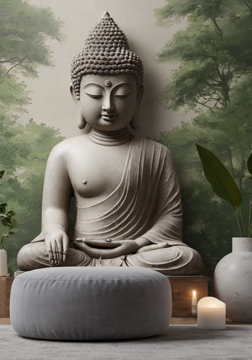 sitting buddha in meditation wall art