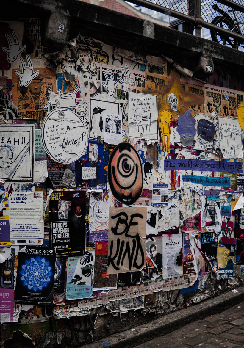 tear papers pasted on wall