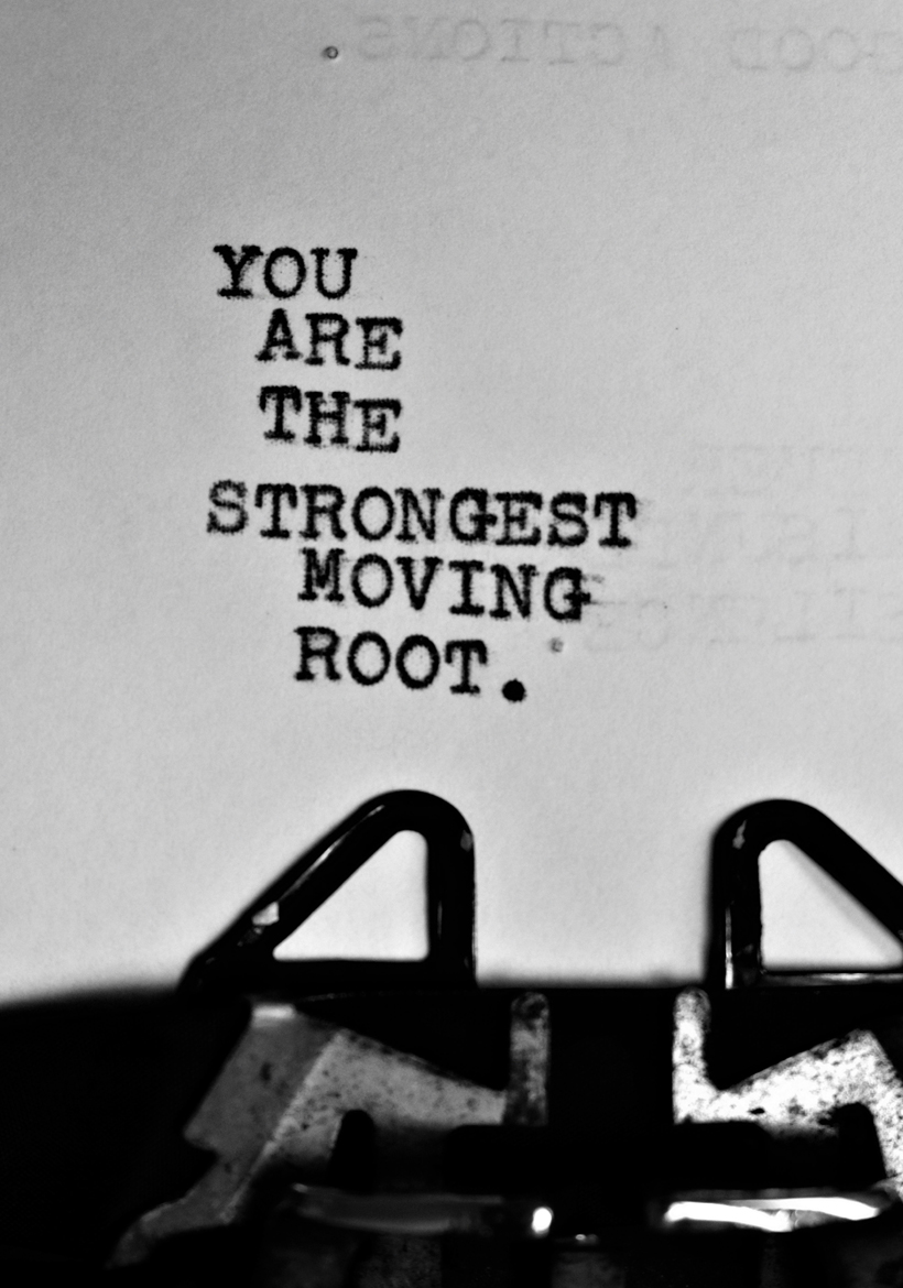 typewriting with the text moving root