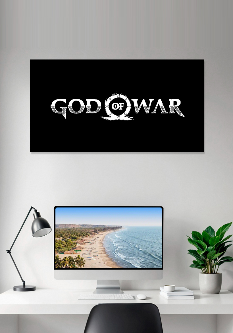 god of war title in white text