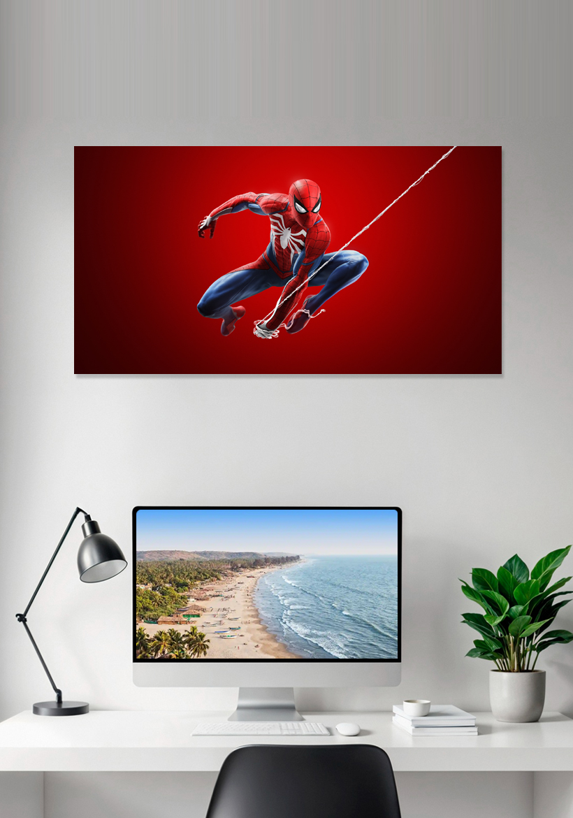 spiderman flying in unique pose
