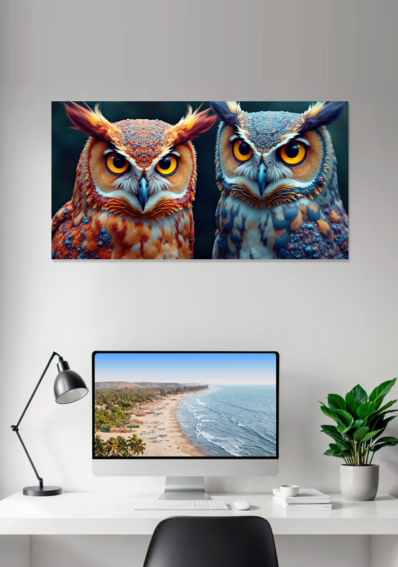 owl with fur abstract pattern